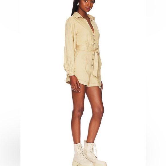 Majorelle Ameera Linen Blend Romper  Nude Tan NWT! Revolve Women’s Sz Large New - Picture 4 of 16